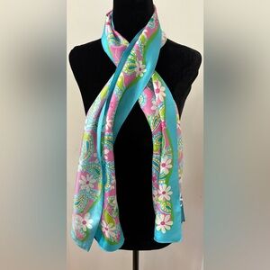 Lilly Pulitzer & Ford 2004 Floral Silk Scarf Breast Cancer 54” L x 12.5” W
